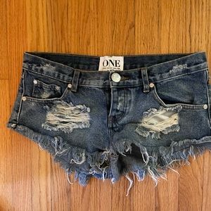 One by One Teaspoon Low Rise Denim shorts